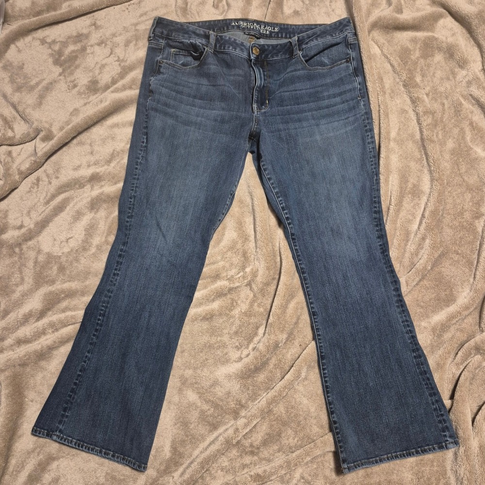 American Eagle Skinny Kick Jeans 18 Short 360 Super Stretch Dark Wash Denim